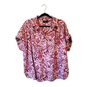 Lane Bryant Magenta and White Ikat Blouse